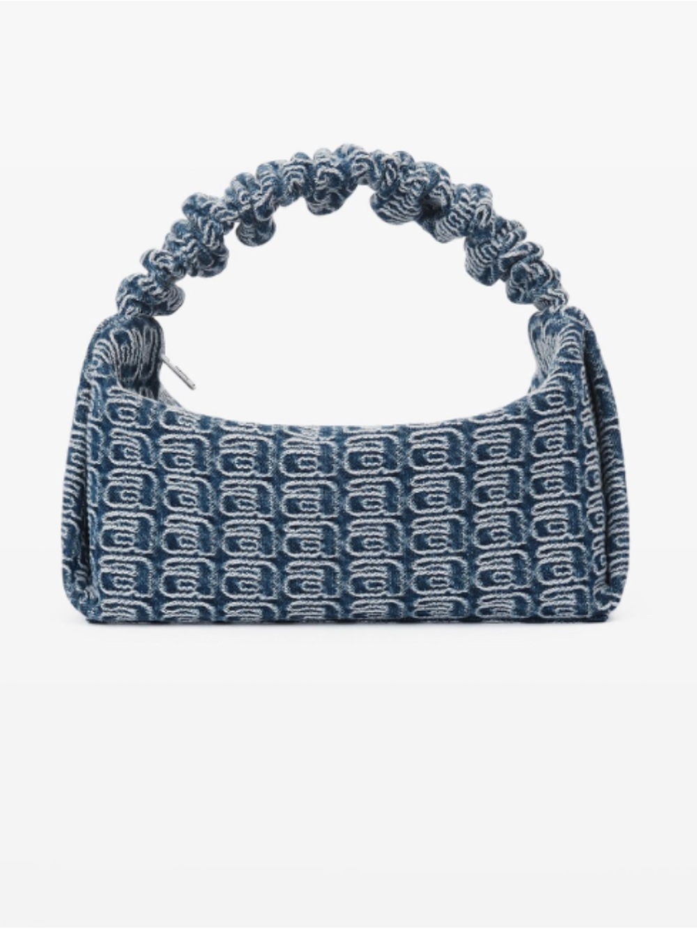 Alexander Wang Blue Jacquard Ruched-Handle Mini Shoulder Bag